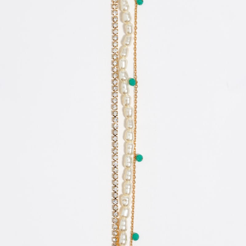 BIMBA Y LOLA [25FW] BIMBA Y LOLA Gold-tone Chain & Pearl Heart Logo Double Layer Bracelet B256AIX013IVF
