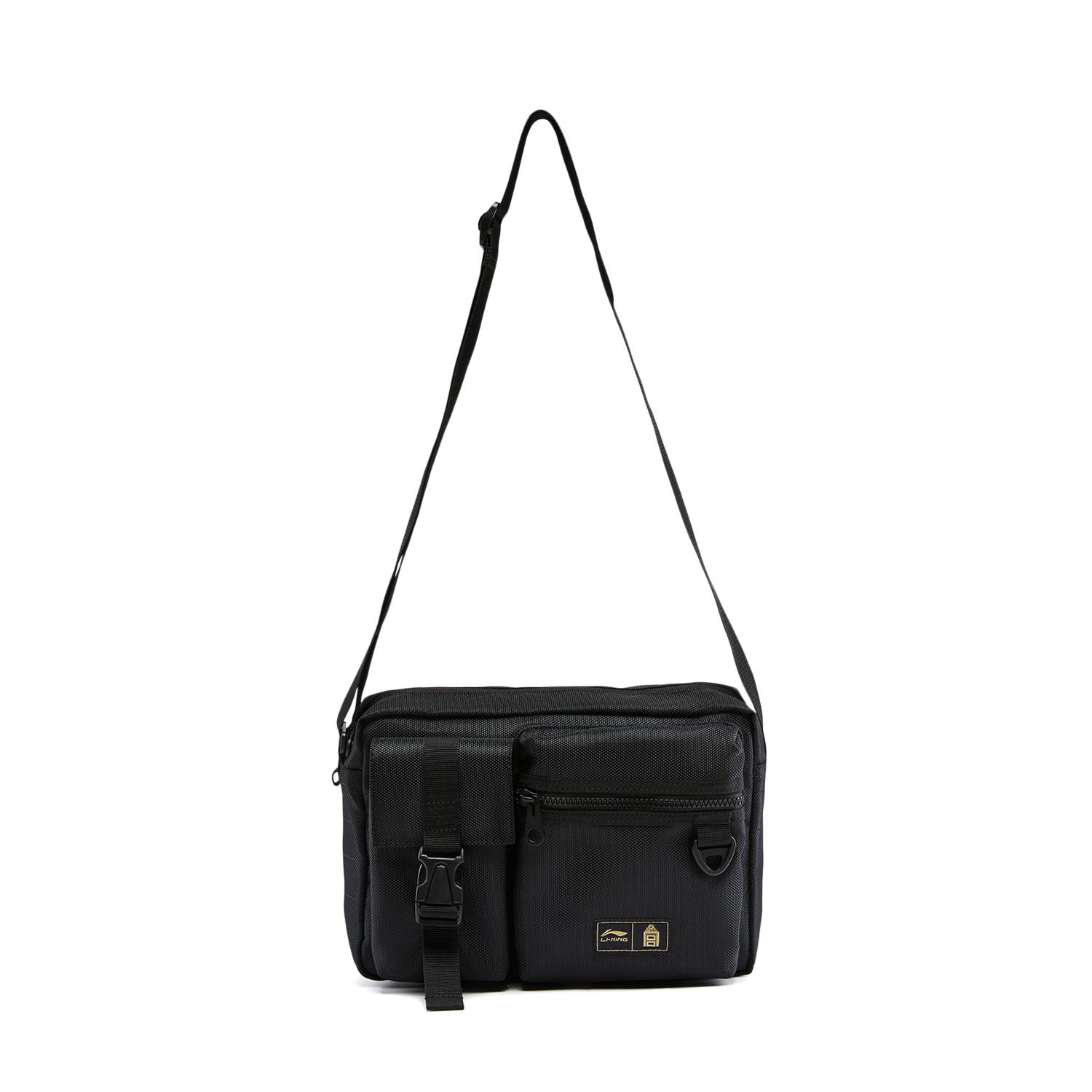 Li Ning Серия спортивного образа жизни Серия китайской культуры Буквенный логотип вышивка Полиэстер Сумка через плечо Универсальные сумки Черный ABDW081-1 Black,F