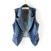Suit Collar Short Denim Vest Women's Korean Version of The High-waist Slim Sleeveless Vest Waistcoat Waistcoat Jacket