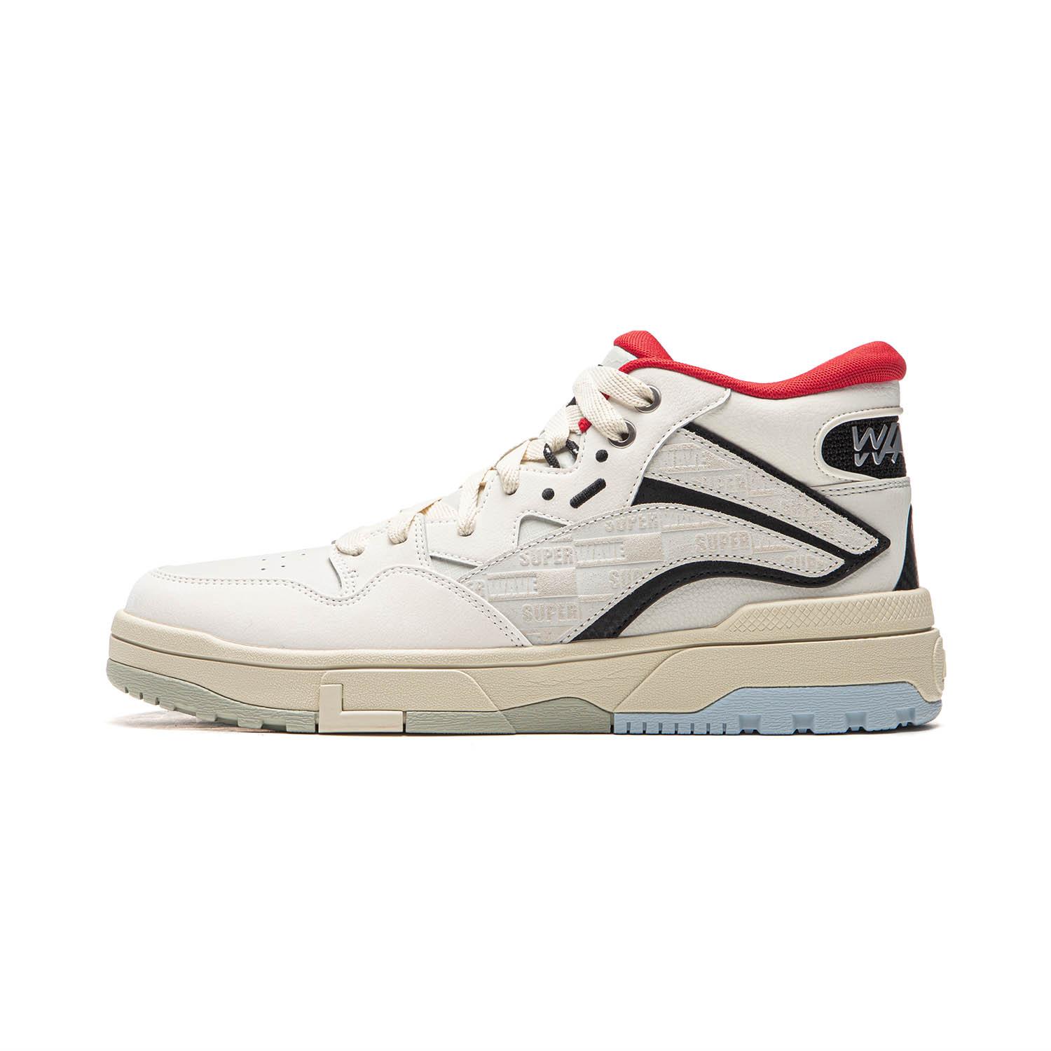 

Li Ning Wave MID Abrasion Resistant, Lightweight, Balanced Mid top Skateboard Shoes Unisex White Gray AGCV265-1 38
