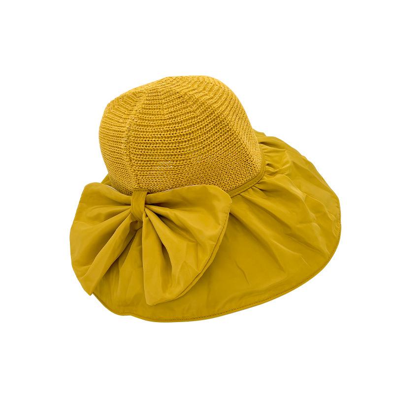 

Summer new bow vinyl shell hat UPF50 + pocket storage big brim sun hat women s sun protection sun hat