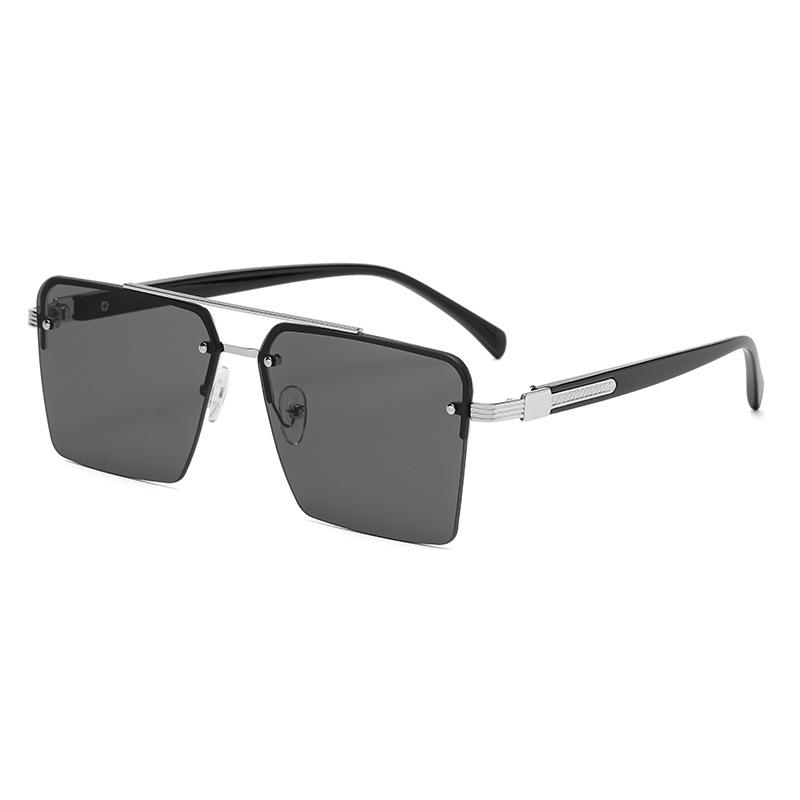 New Retro Metal Double-beam Gradient Sunglasses Driving Driving Sunshade Half-frame Sunglasses