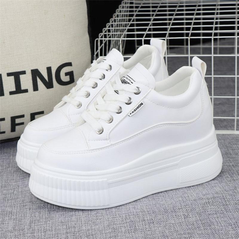 Fashion High Quality 10cm Platform Wedge Sneakers Height Increased Shoes Leather Women Spring Autumn Waterproof Shoes Tenis De Mujer