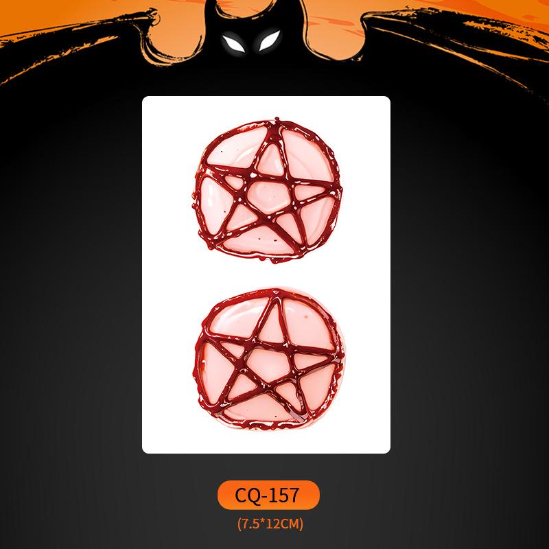 Nuevos Halloween 2024 Pegatinas de Tatuaje de Cara de Boca Grande Aterradoras - Divertido, Impermeable, Maquillaje de Fiesta Colorido