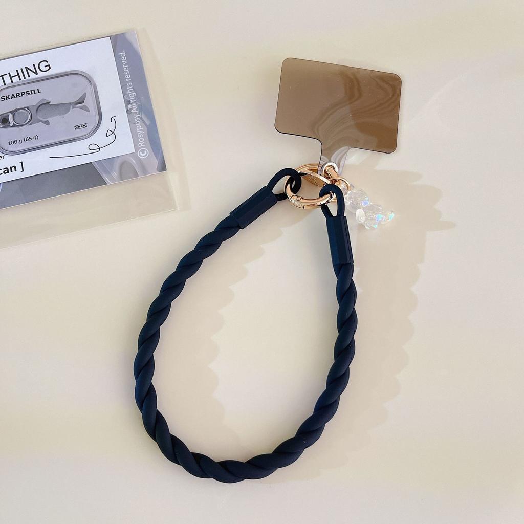 Fashion Colorful Silicone Phone Chain Wrist Bracelet Lanyard with Cute Bear Charm Handmade Jewelry Style Loss Mobile Phone Strap
