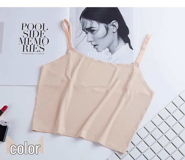Ice Silk Strapless Backless Camisole - Korean Style Student Top
