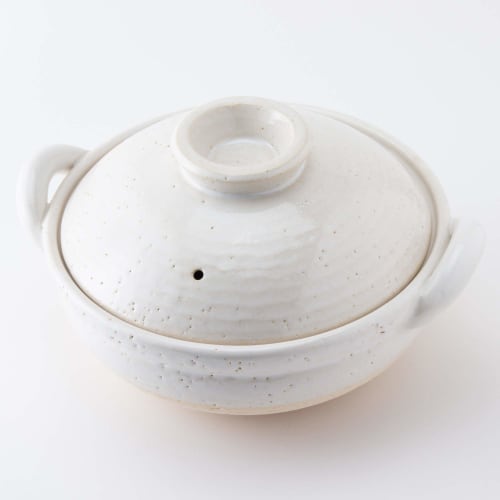 Hasegawa Healthy Earthenware Steamer, Medium, 27 cm, 2000 ml Capacity, Serves 2-4, Direct Heat Only, White, Iga Ware, Made in Japan, ZW-23