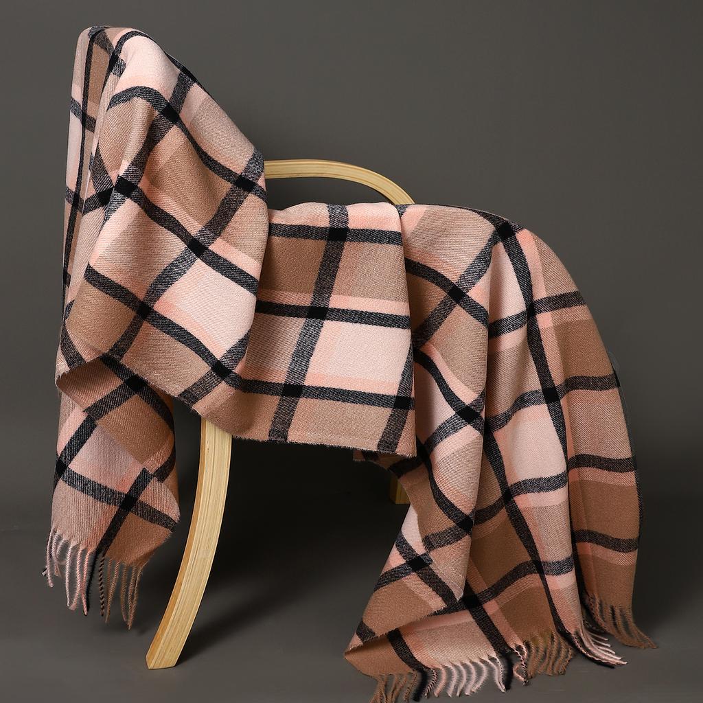 Female Blanket Foulard Bandana Autumn Men's Thick Wrap Scarves Winter Warm Cashmere Plaid Scarf Luxury Brand Fringe Large Shawls