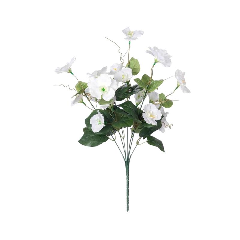 Bright 7 Head Plastic Hibiscus Floral Display Long Time Outdoor Artificial Flower For Backyard And Decors Decoration