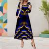 Women Plus Size V Neck Long Sleeve Leopard Print Pockets A Line Midi Dress