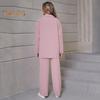 2 Pcs/Set Fall Spring Women Shirt Pants Set Long Sleeves Lapel Button-down Blouse with Chest Pocket Elastic Waist Trousers OL Commuting Sport