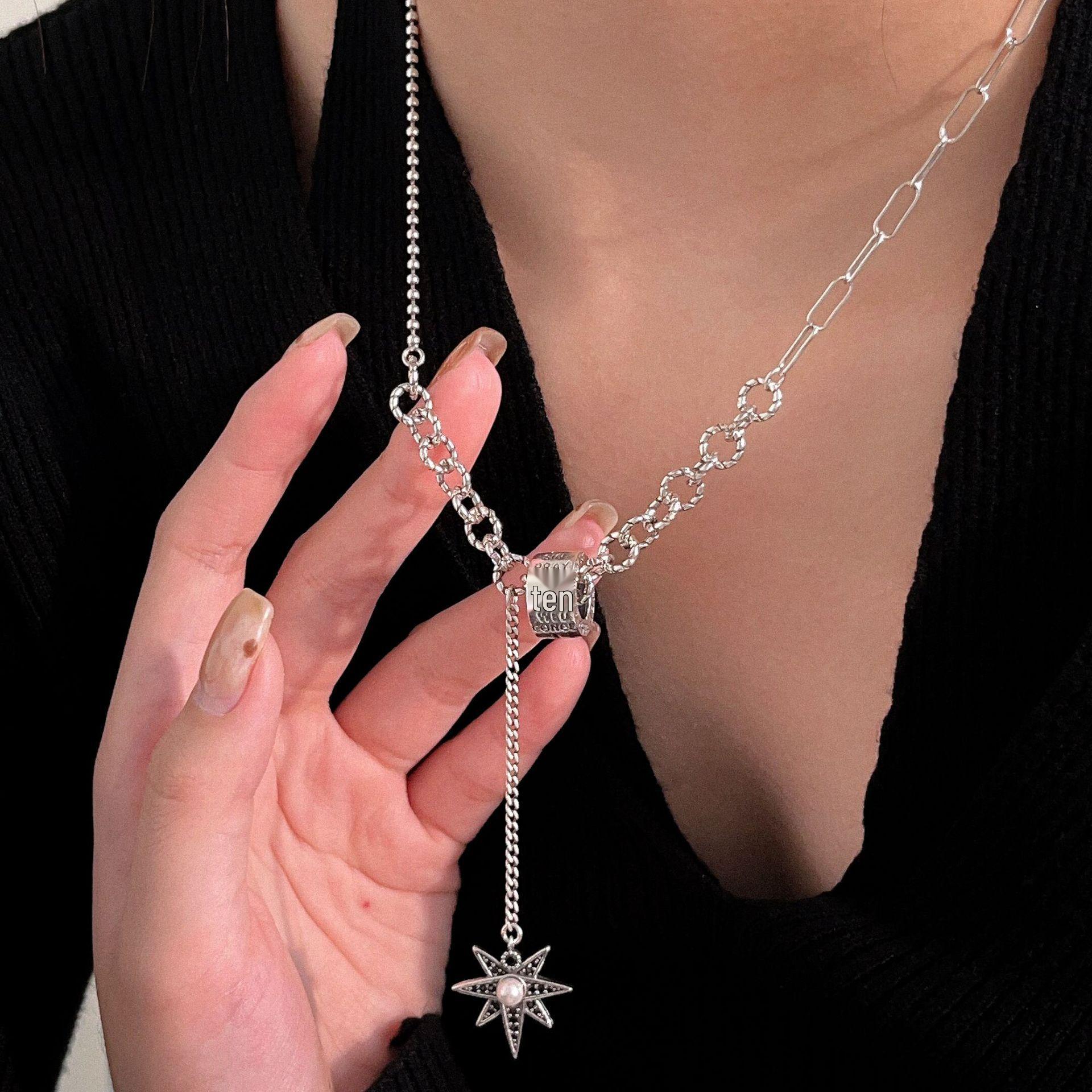 

Ожерелье-подвеска из стерлингового серебра 925 пробы в стиле ретро с крестом, кисточкой и звездой 925 Silver