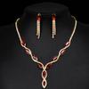 Gold Color Red Crystal Wedding Party Jewelry Sets for Women Accessories Charm Necklace Earrings Bridal Jewelry Sets