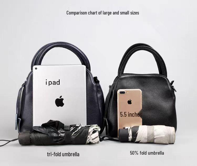 Genuine Leather Women's Crossbody Tote - Large Capacity Soft Cowhide Square Bag for Commuting