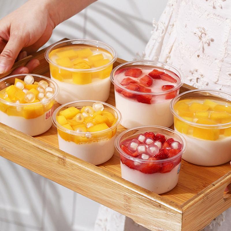 10/50Pcs Dessert Cup With Lid Transparent Ice Cream Cups For Pudding Yogurt Cups Mousse Cake Box Baking Packaging Container