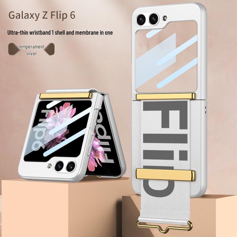 

Ultra-thin Samsung Flip6 Case with Integrated Wrist Strap & Protective Folding Cover SM-Flip6