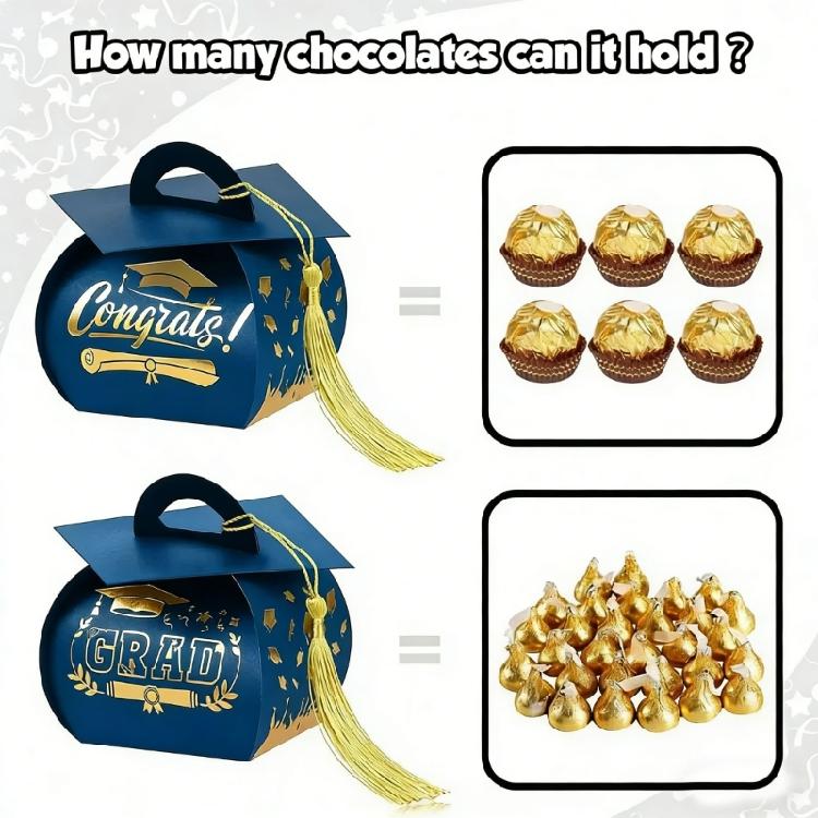 Graduation Hat Candy Holder with Fringes Decorative Gift Packaging Box Stylish Students Graduation Accessories