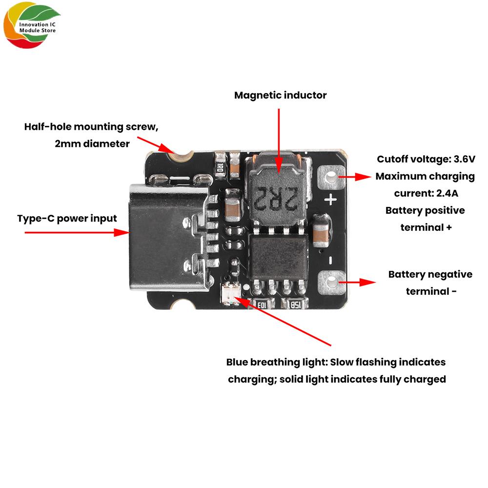 1-10pcs Mini 1S 3.2V/3.6V LiFePO4 Battery Charging Board, 2.4A Fast Charger Module, Trickle/Constant Current Charging