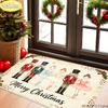 Christmas Nutcracker Rug, Merry Christmas Soldier Holly Berry Welcome Rug, Soft Non-Slip Entryway Doormat, Home Decor