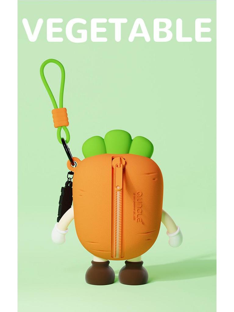 Q Version Cartoon Vegetable Silicone Keychain Earphone Coin Mini Bag Pendant for Kids