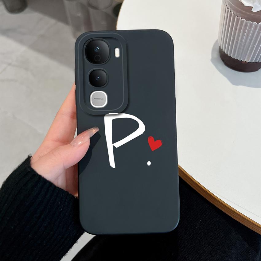 For Vivo Y400 Pro Y100 Y200e Y02 Y03 Y04 Y28 Y29 Y29S Cute Art Letter Phone Case Lens Protection Liquid Silicone Shockproof Soft Covers For Vivo Shell