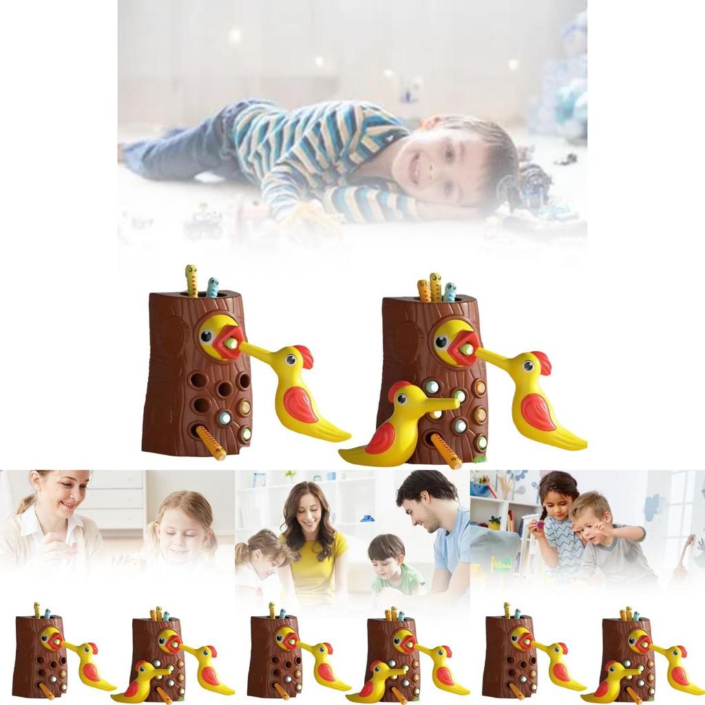 Colorful Educational Woodpecker Bug Catching Toy For Kids Enhancing Hand Eye Coordination Skills