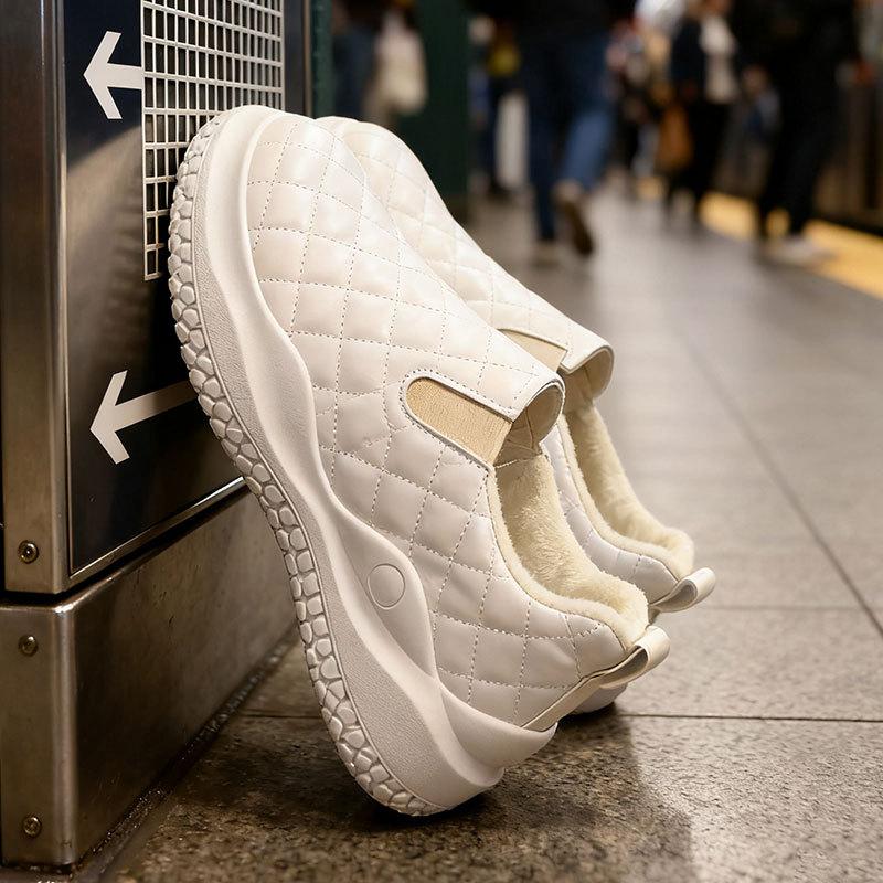 

толстоподошвенные нескользящие лоферы на одной педали, бархатные теплые хлопковые туфли, новые туфли-хлебцы с ромбовидным узором зима 2025 40