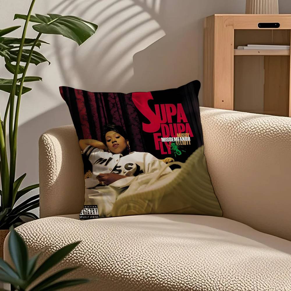 Rapperin M-Missy ElliottS Album Kissenbezug Komfort Sofa Bett Seidig elegant Verdeckter Reißverschluss Individueller Dekorativer Kissenbezug