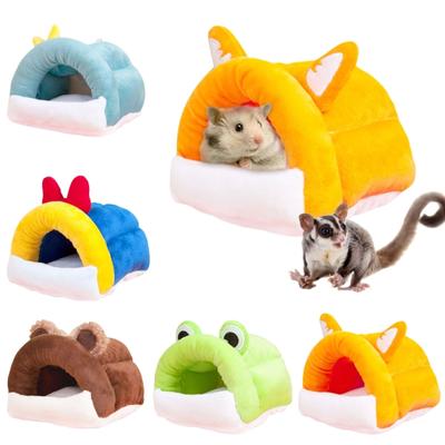 Soft Plush Cartoon Pet Bed For Hamster Comfortable and Washable Small Animal Bedding Cage Cushion Shelter House