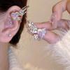 Heart Wing Ear Clip Earrings for Women Girl Rhinestone Angel Elf Earbone Clip No Piercing Clip Adjustable Fashion Jewelry Gift