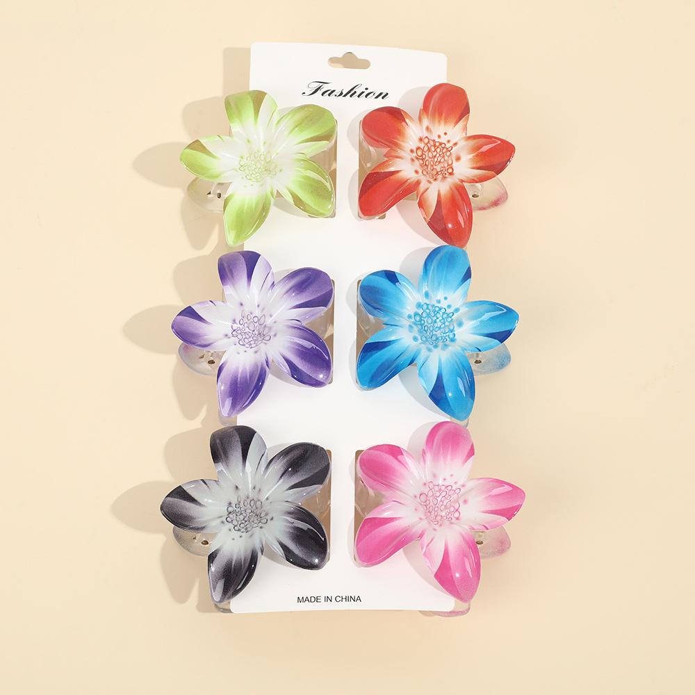 Frangipani Flower Hair Clip for Women, Colorful Beach Accessory, Updo Shark Hairpin, In Stock