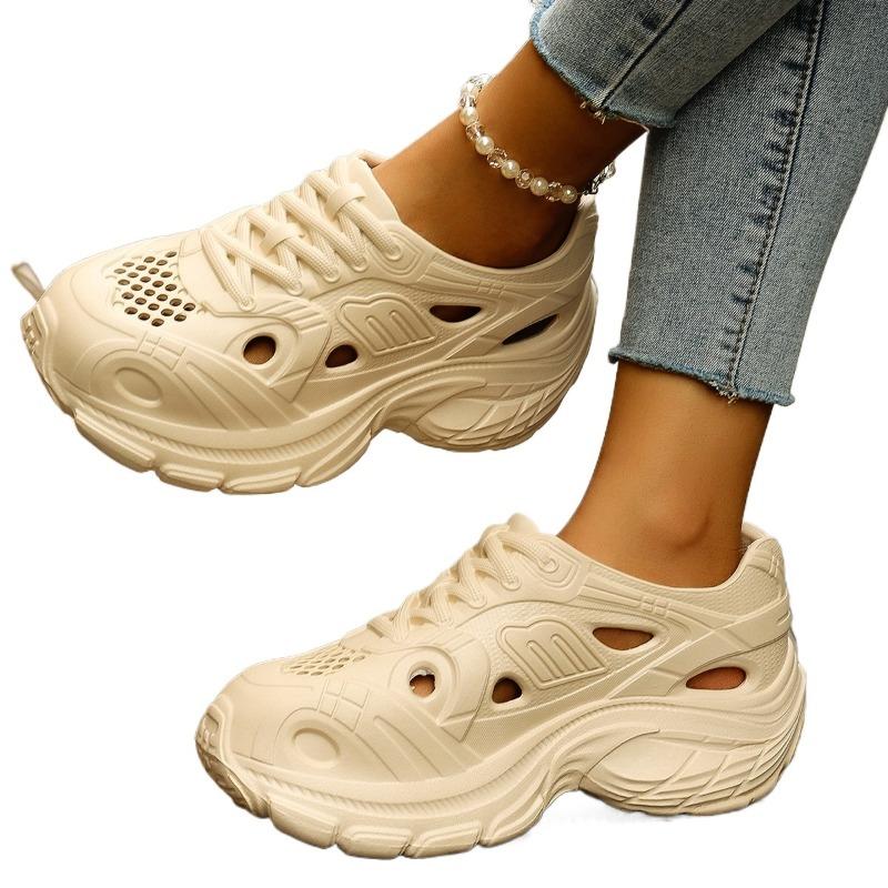 

Fashion 2025 Fashion EVA Women s Vulcanize Shoes Outdoor Platform Hollow Lace Up Women Sneakers Light Comfortable Versatile Casual Shoes 36 покинуть белый