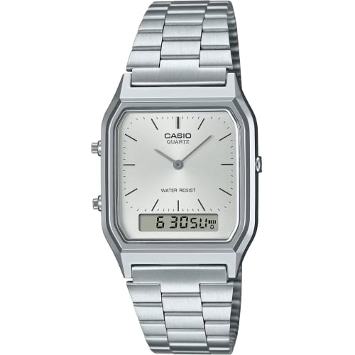 

Casio ANA-DIGI Vintage Series Quartz Watch AQ-230A-7AMQY, Unisex Dual Time, Silver, Overseas Model