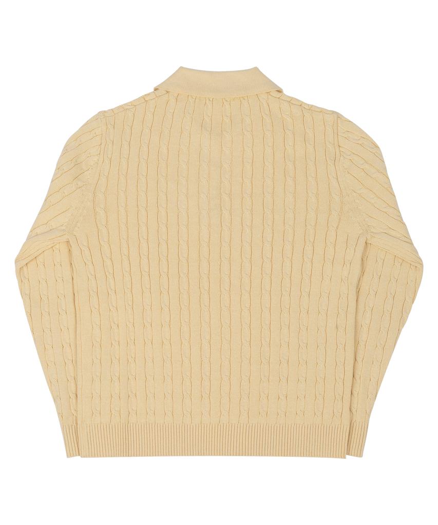 SELITIO Women'S Color Point Cable Collar Knit Lemon