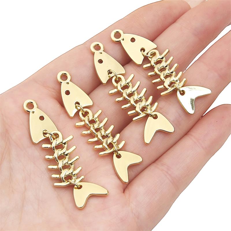 

Металлические подвески из рыбьей кости для изготовления ювелирных изделий DIY Браслет Ожерелье Подвески золотой