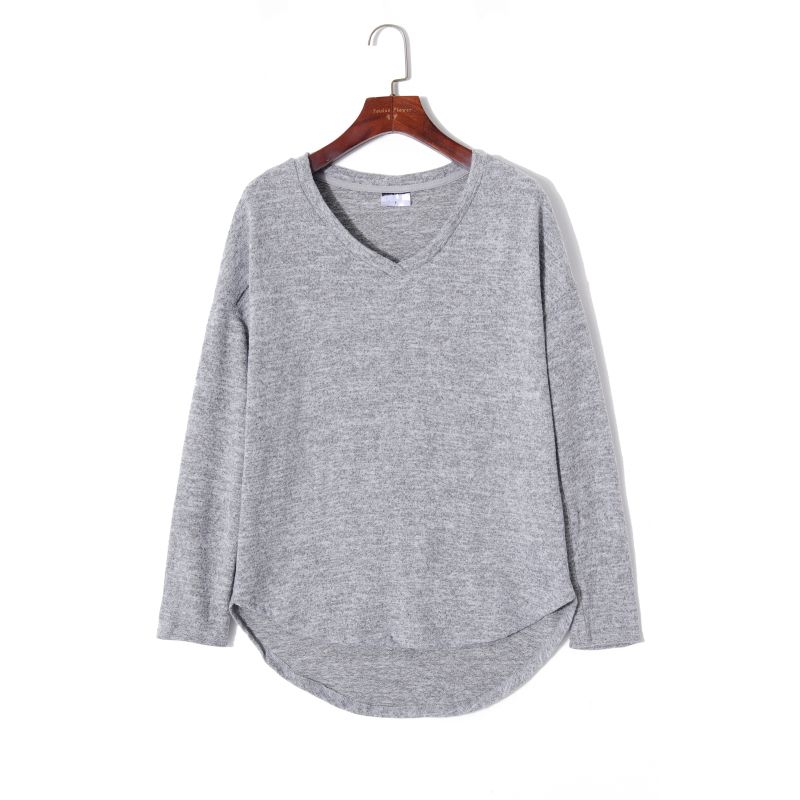 

Spring Fashion Korean Style V Neck All-Matching Sweater Pullover Grey S