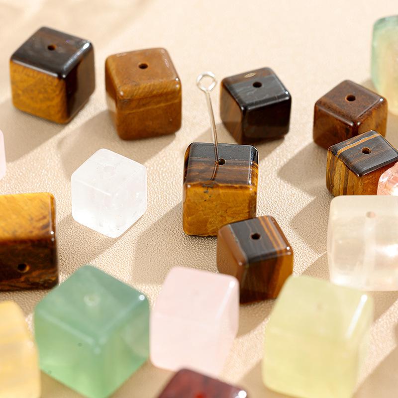 Golden Brown & Soft Pink Translucent Sugar Cube Bead Bracelet Accessories - DIY, Many Colors Available