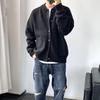 Men's Japanese Round Neck Cardigan: Spring/Fall Hong Kong Style Knit Sweater, Simple Loose Fit, Thick Sweater Coat
