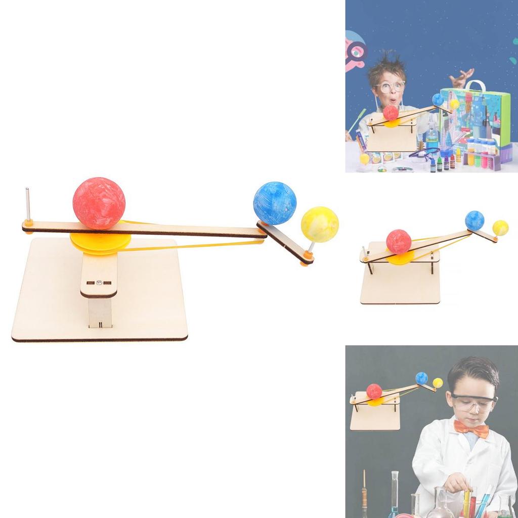 Science Experiment Diy Wooden Earth Moon Sun Solar System Model Kit Educational Toy For Kids