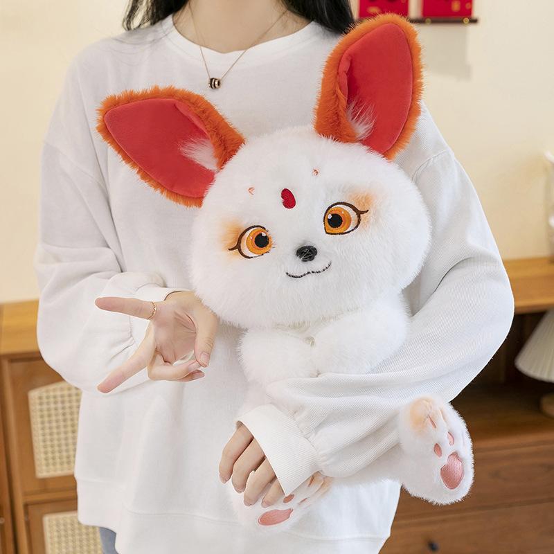 Cute Playful Fox Plush Toy Girl Birthday Gift Smart Rabbit Doll Bow Cat