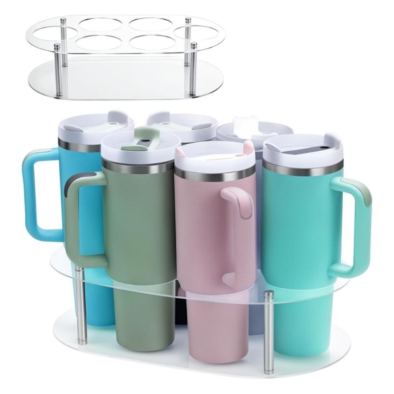 Space Efficient Acrylic Bottle Storage Stand Secure Holder for Cups Kitchen Office Travel Portable Organizers Solution