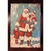 Vintage Santa Claus Metal Poster 8x12 Inch Christmas Wall Decor with Hooks