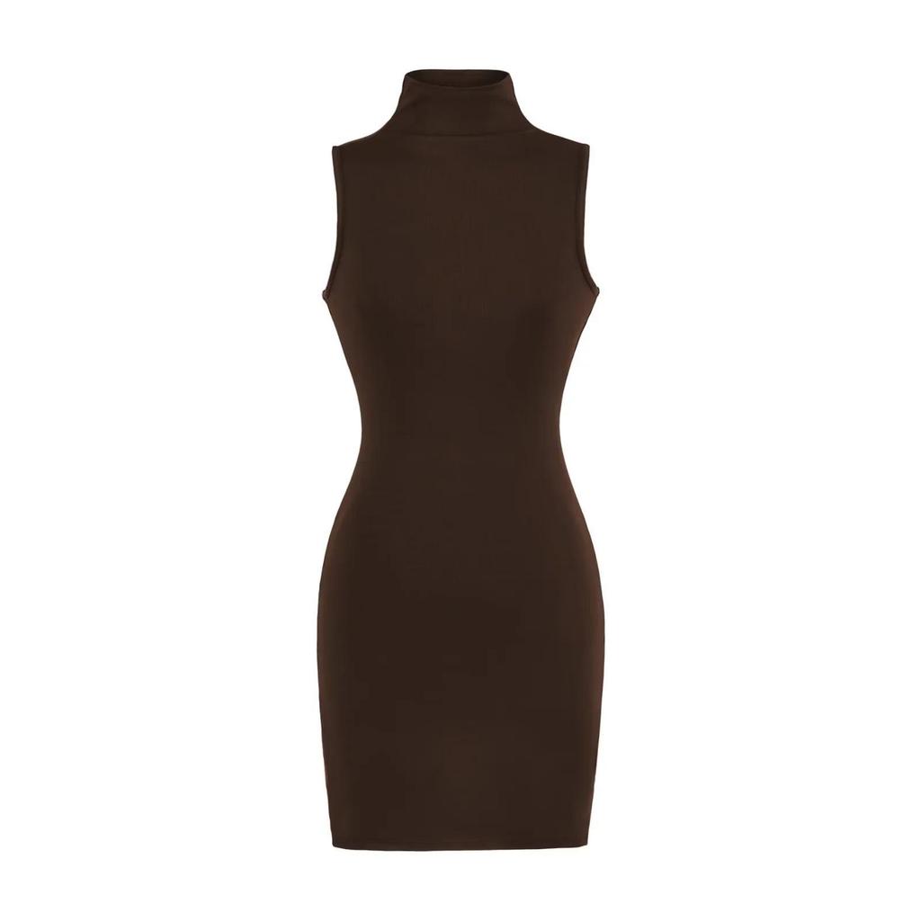 2026 Spicy Girl High-Neck Sleeveless Vest Dress: Women's Autumn/Winter Sexy High-Waist Hip-Hugging Skirt
