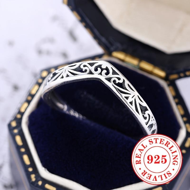Vintage 925 Sterling Silver Rings for Women Carved Pattern Hollow Out Finger Accessory Exquisite Punk Party Jewelry Gifts