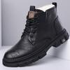 Fashion Retro Velvet Platform Boots for Men Fashion Soft Sole Winter Warm Men's Cotton Shoes New Designer Cow Leather Ankle Boots Male