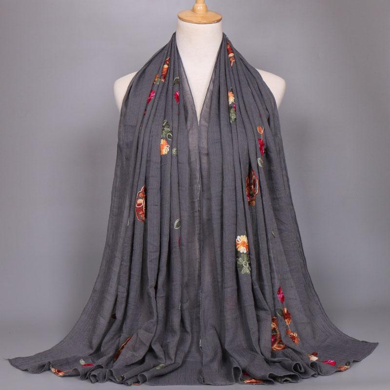 Women Fashion Plain Beige Stitch Cashew Floral Viscose Shawl Long Soft Wrap Neck Snood Pashmina Headband Muslim Hijab Sjaal