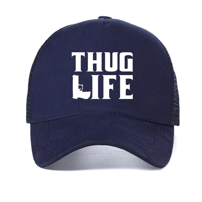 

New THUG LIFE TUPAC SHAKUR SAKUR 2PAC Album Dad Hat Men Rock Band Hip Hop Baseball Cap high quality Mesh trucker hats Adjustable темно-синього кольору