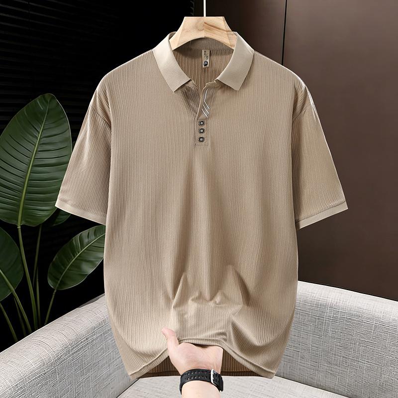 Abbigliamento da uomo taglie forti Extra Large Vestibilità ampia Versatile Manica corta Business Casual T-shirt Polo per uomini robusti e alti