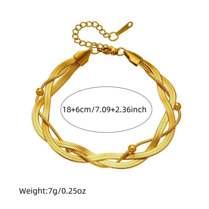 Gold Plated Layered Herringbone Bracelet Dainty Twist Chain Bracelet for Women