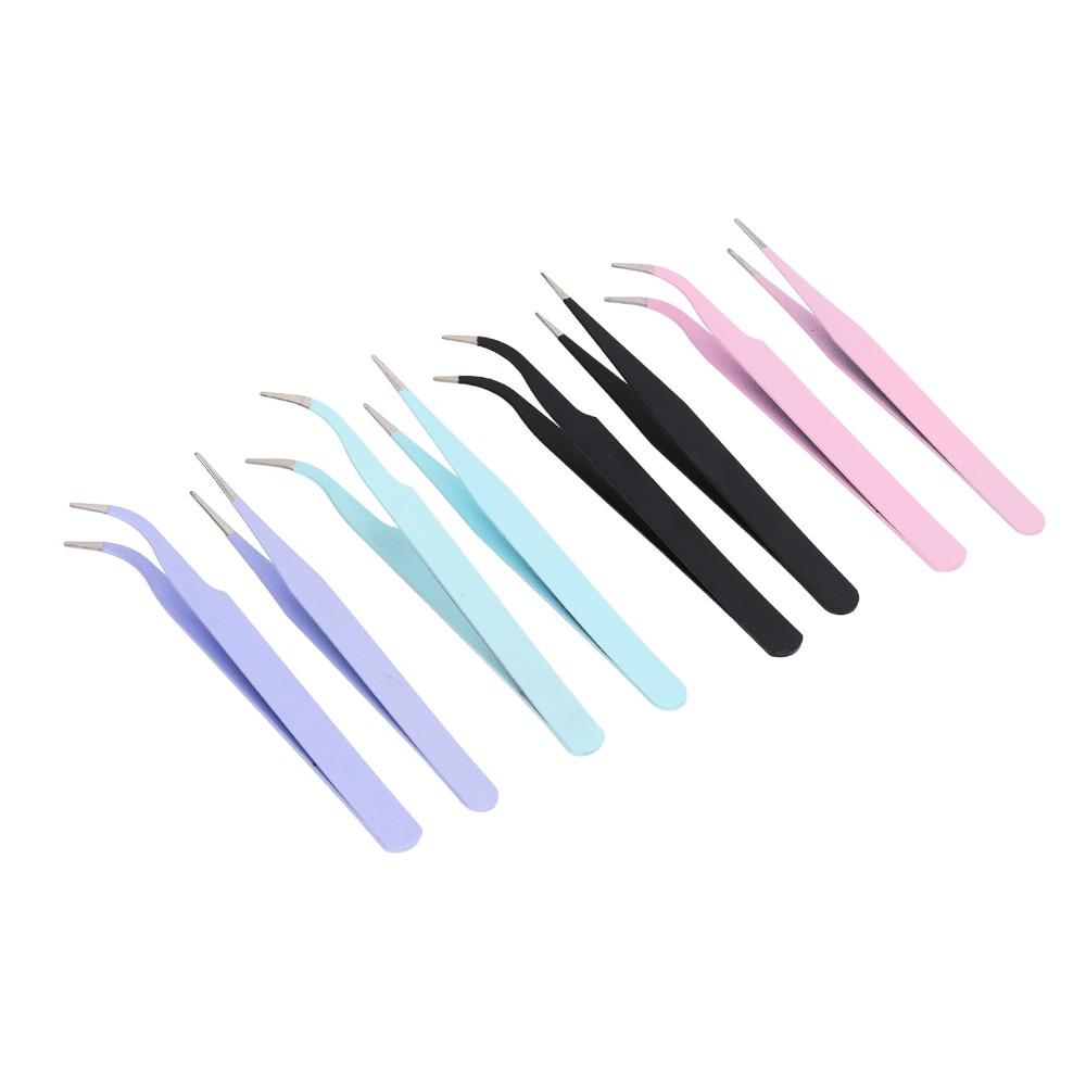 8pcs Protective Cover Tape Tweezer Thickened Handle Precision Tweezers Set Lash Extensions
